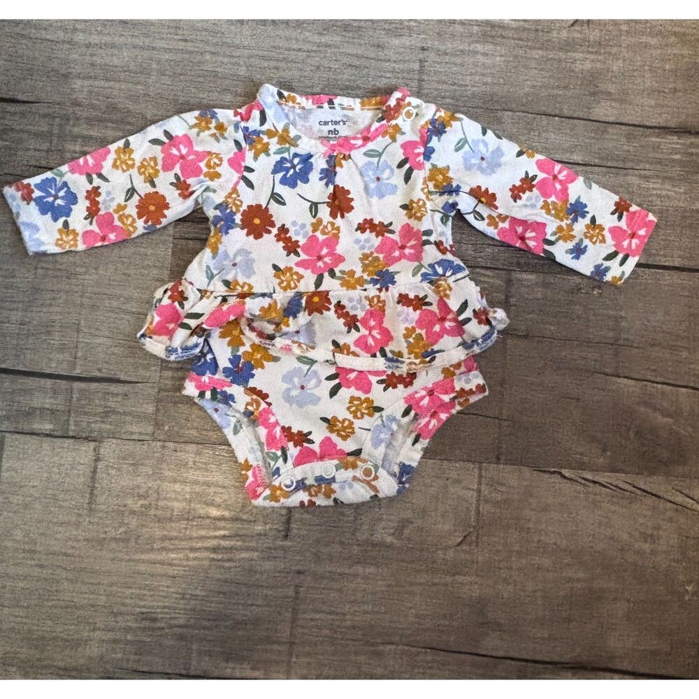 Carter’s Girls‎ Newborn Floral Long Sleeve Peplum Bodysuit One Piece
